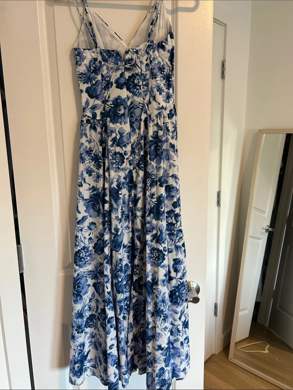 Abercrombie & Fitch Tie-Strap Maxi Dress Blue Toile